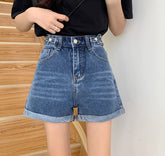 Lässige Schärpen Crimping Denim Shorts Jeans